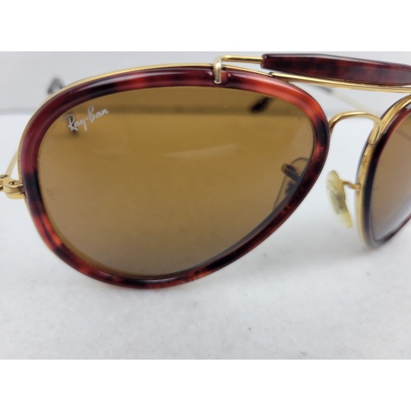 Vtg Ray-Ban W0743 62-14 Sunglasses Traditionals Outdoorsman Style G Tort Aviator - Picture 2 of 13